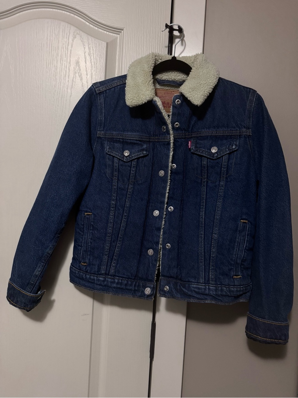Levi's Blue Denim Jacket with Cream Sherpa Collar